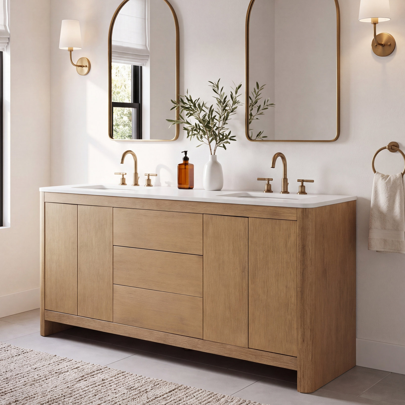Raye 72'' Double Bathroom Vanity, Brushed Oak