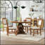 Ensemble de salle à manger 5 pièces - table extensible et 4 chaises rembourrées - rallonge réglable, détails sculptés-563585359-563585344