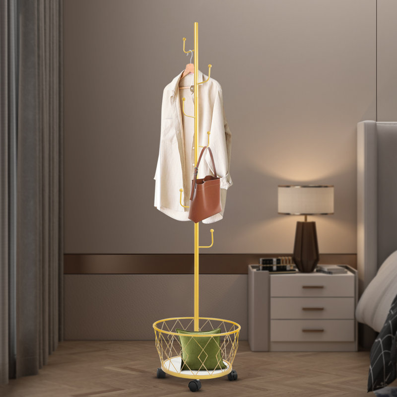 Portemanteau avec panier de rangement, Doré