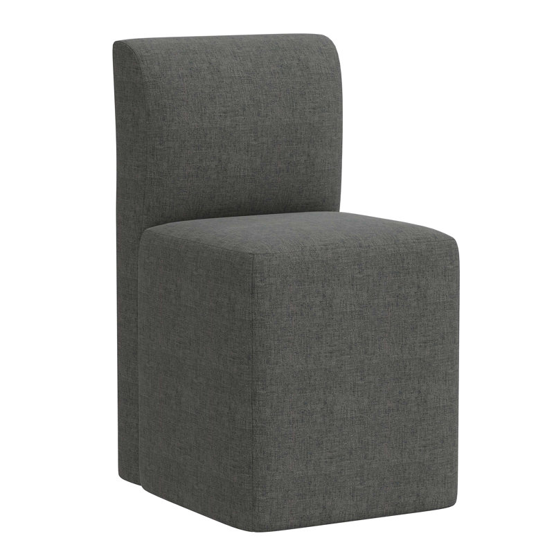 Chaise rembourrée Mendy, Lin texturé gris anthracite Zuma