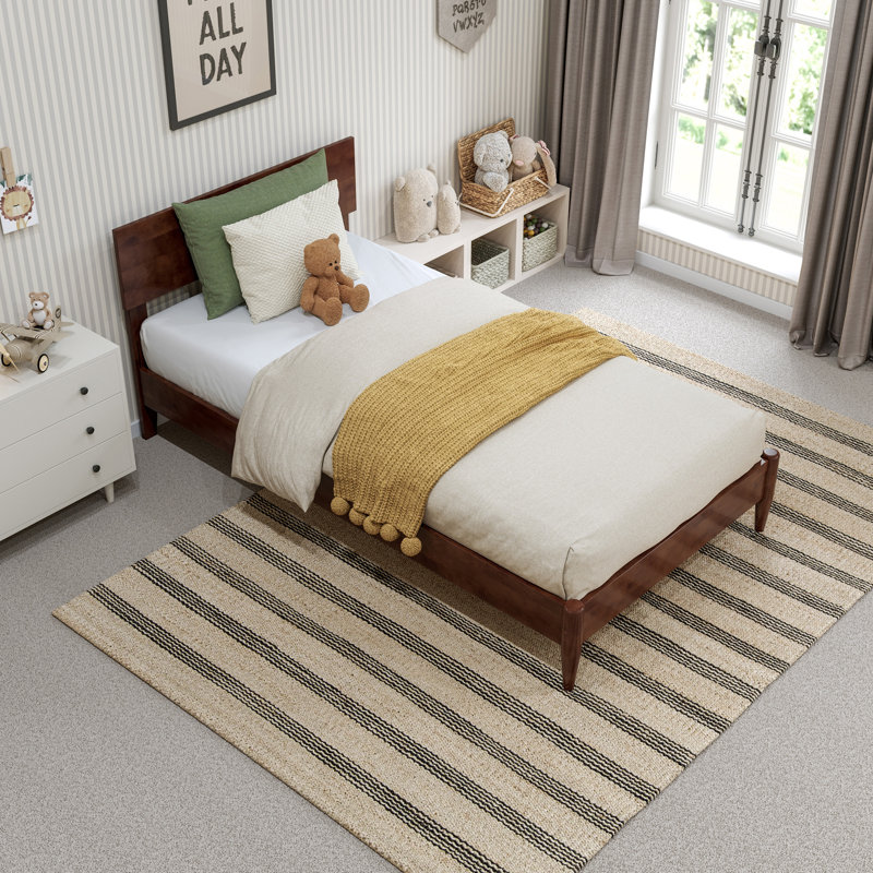 Amandaleigh Solid Wood Panel Bed, Twin, Walnut