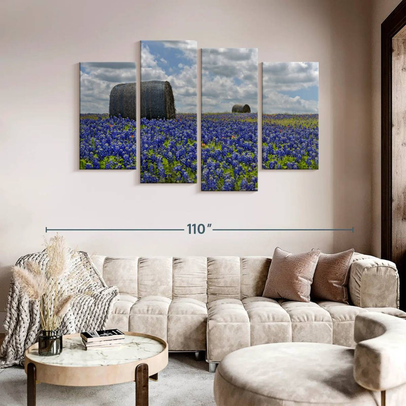" Texas Bluebonnets " 4 - Pieces, 84" H x 54" W x 1.25" D