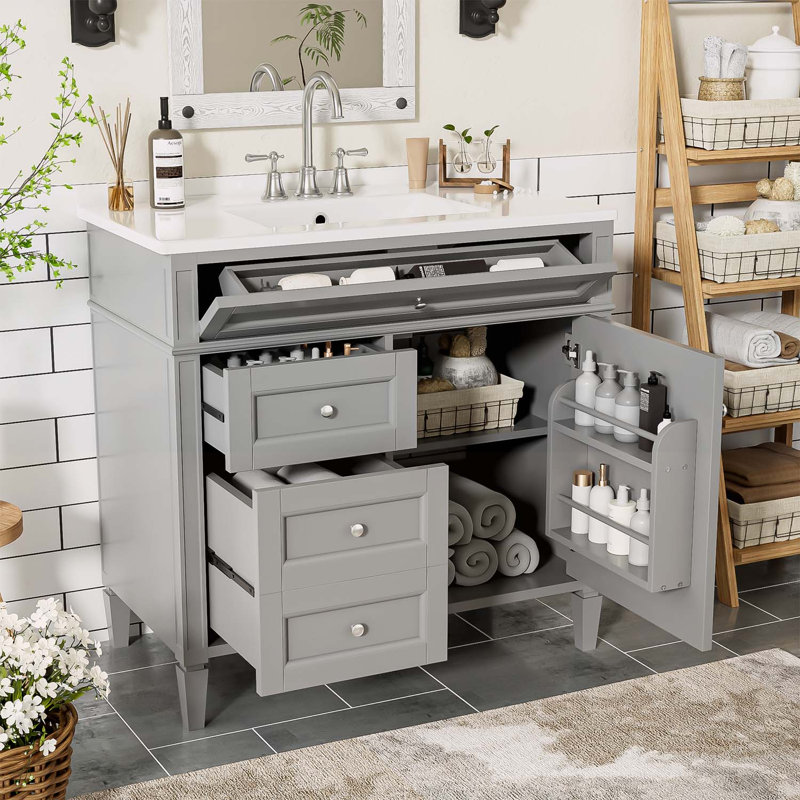Meuble-lavabo moderne avec rangement abondant et design élégant