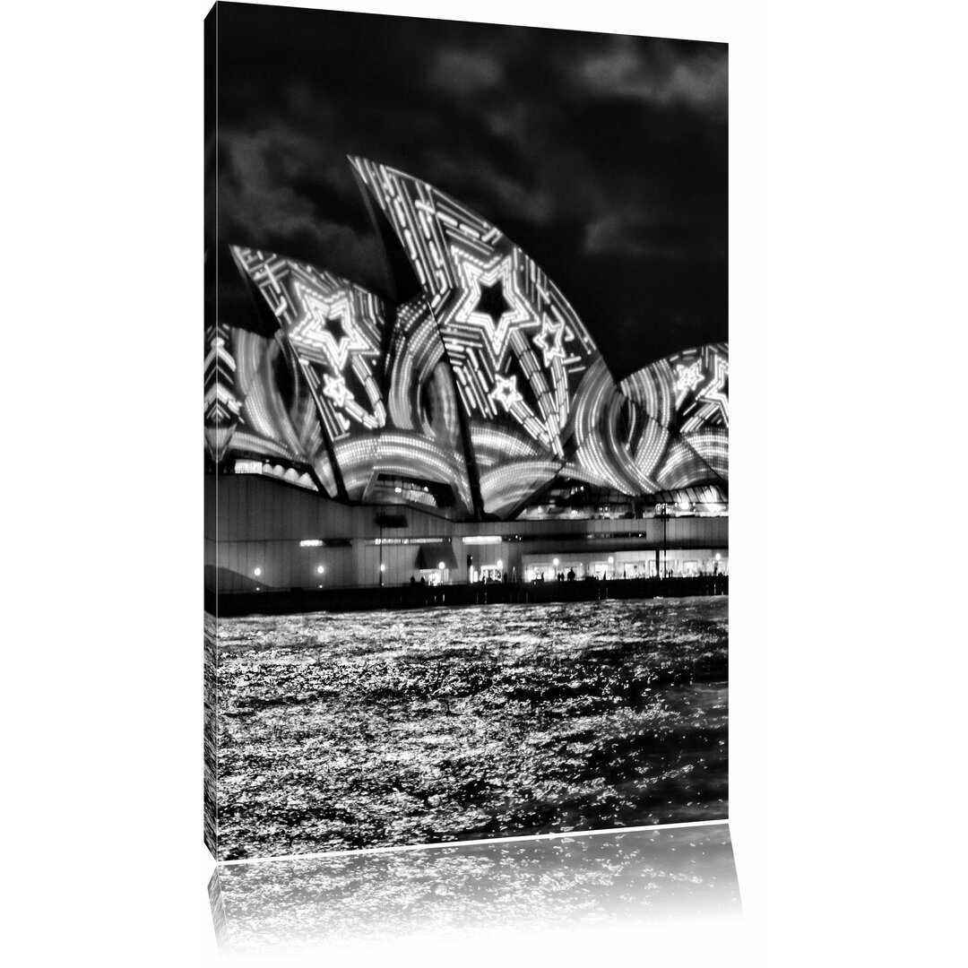 Leinwandbild Sydney Opera House Sternenbeleuchtung in Monochrom