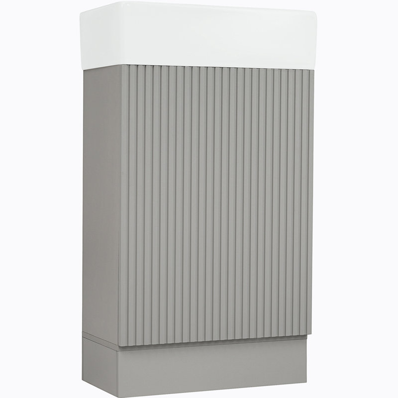 18.6 " W Wall Mounted Wall Mounted 1 Single Vanity Bathroom Vanity With Ceramic Top, Gray
