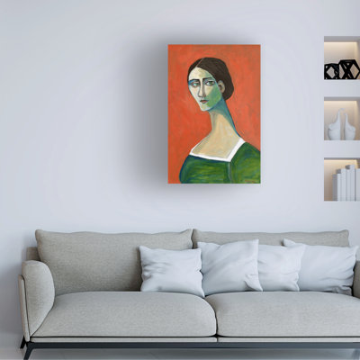 Femme rétro en vert sur toile