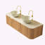 Meuble-lavabo flottant de 30 pouces avec bords arrondis, rangement rayé et lavabo en pierre matte, pré-assemblé pour une installation facile-472220506