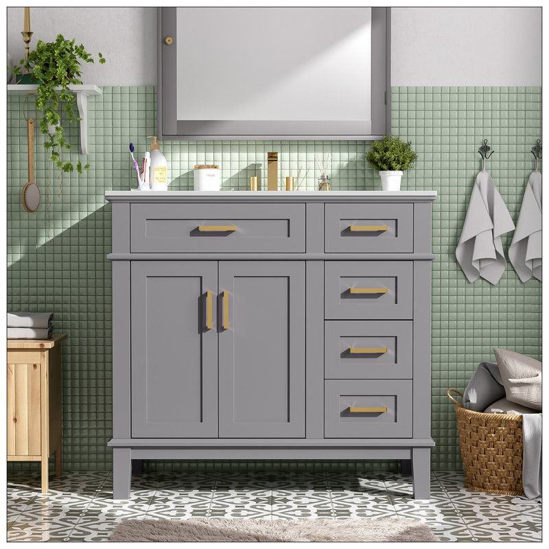 Meuble-lavabo pour salle de bain, Gris