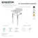 Edwardian Marble White/Matte Black Metal Oval Console Bathroom Sink with Overflow