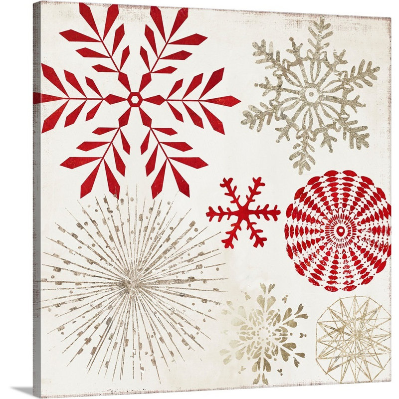 Flocons de neige de Noël-reproduction d’art sur toile, Toile tendue, H 30 po x l 30 po x P 1,25 po