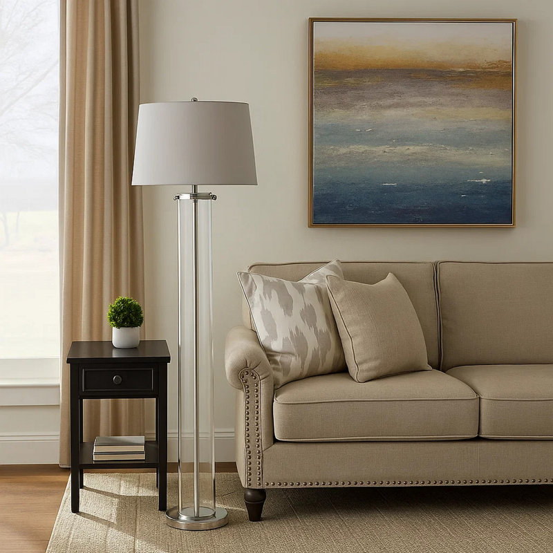 Lampe sur pied traditionnelle en nickel 59,5 po Seben