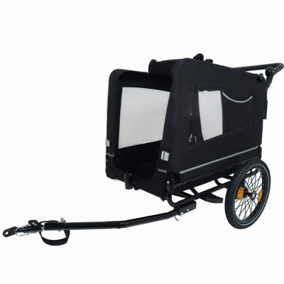 Extra Large 2-In-1 Bike Trailer & Push Cart For Pets - Detachable Bike Hitch & Push Handle Included - All-Terrain Wheels