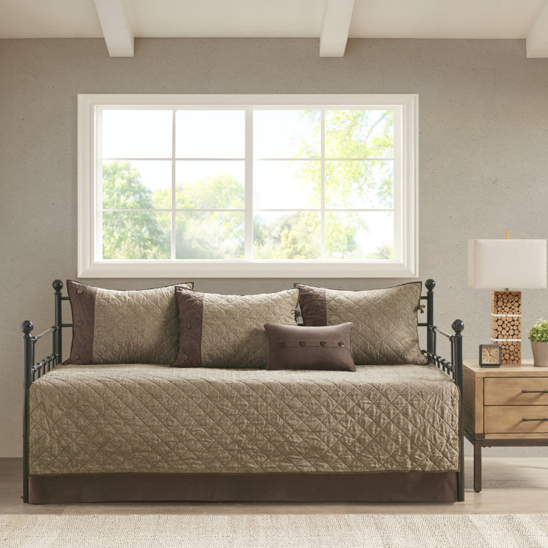 Collection de literie pour lit de jour - brun, simili suède, style rustique