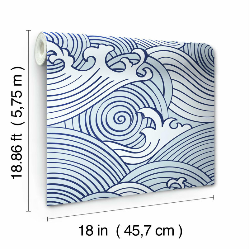 Rouleau de papier peint adhésif L 18,86 pi x l 18 po Damaris, Bleu