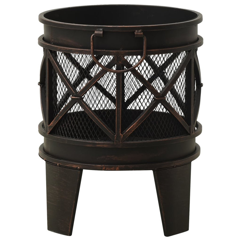 Frakston Rustic Fire Pit with Poker ?42x54 cm Steel