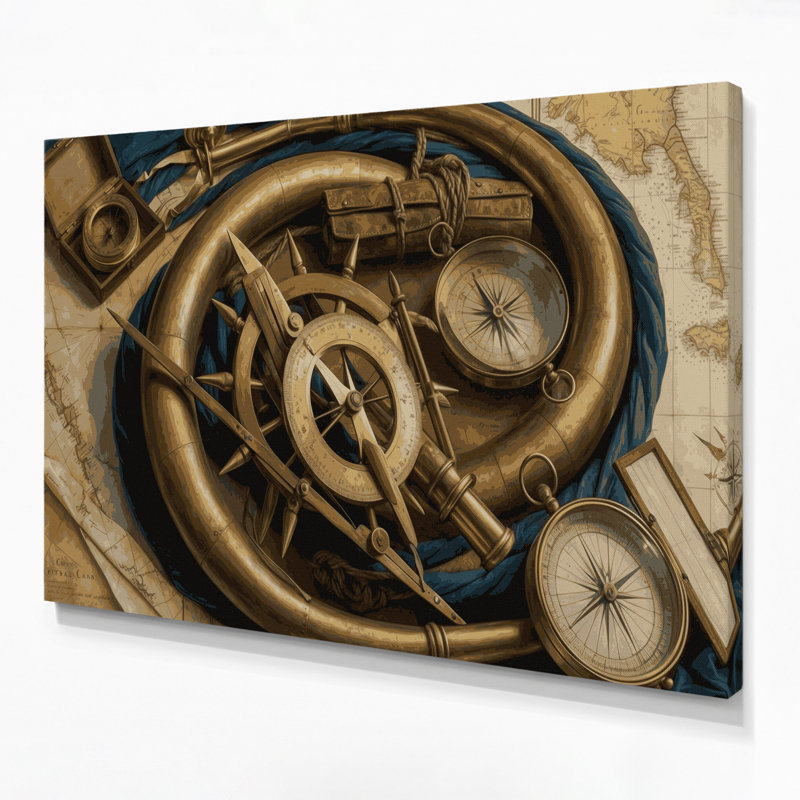 Art mural sur toile "Outils de navigation côtière", H 12 po x l 18 po