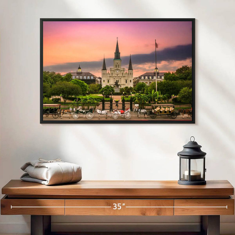 Cathédrale de la Nouvelle-Orléans, 25 po x 17 po, Cadre flottant noir