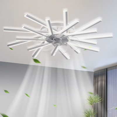 36 in. Indoor Flush Mount LED Ceiling Fan with Light, Remote & App Control, Dimmable, 3-Color, 6-Speed