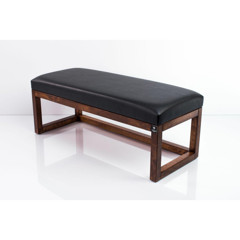 Faux Leather Upholstered Bench, 40cm H x 125cm W x 40cm D, Black