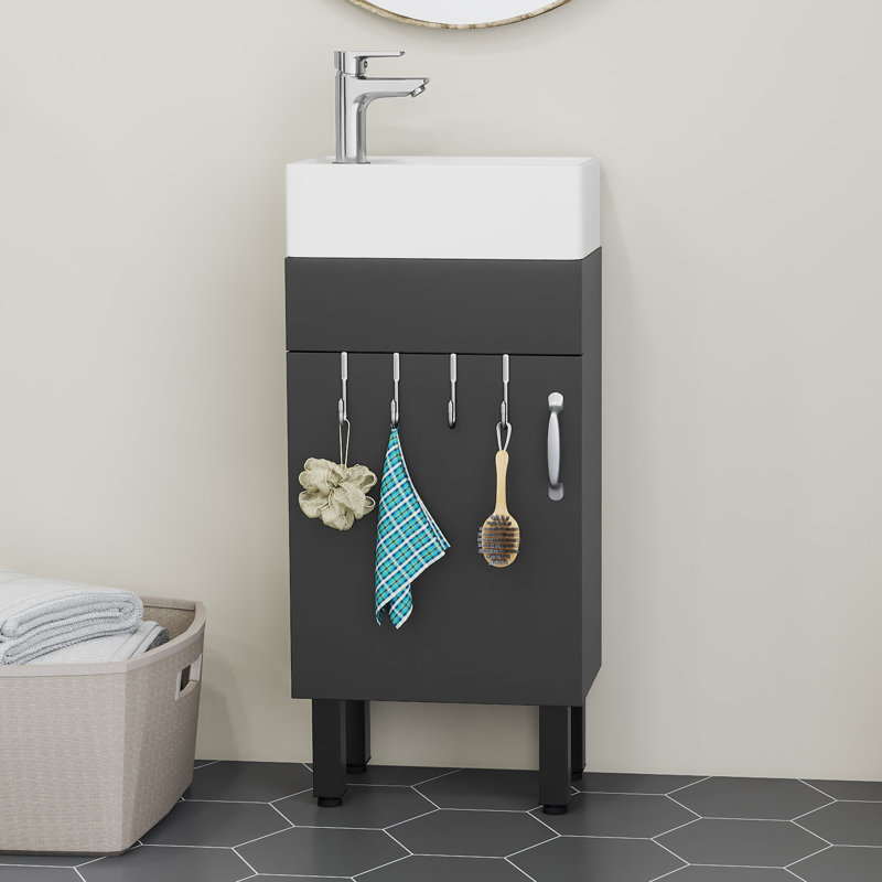 Freestanding Bathroom Cabinet, Matte Black