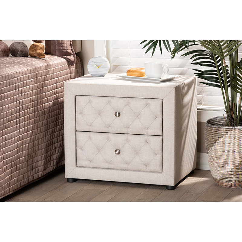 Table de chevet 2 tiroirs Caden Jonesy, Beige