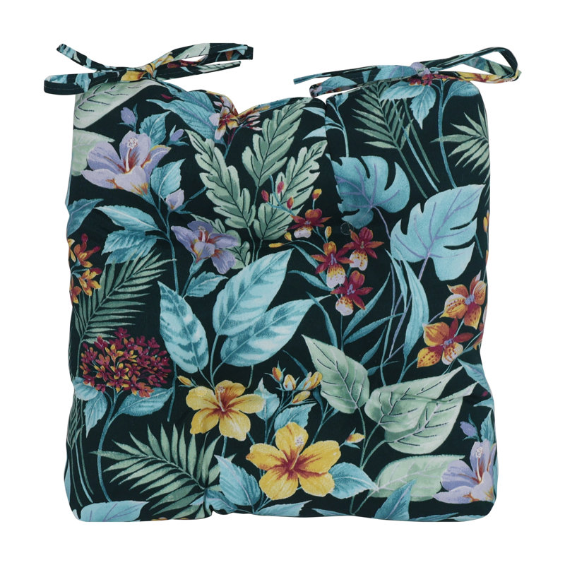 Outdoor 3.5'' Seat Cushion, Light Blue/Green Floral