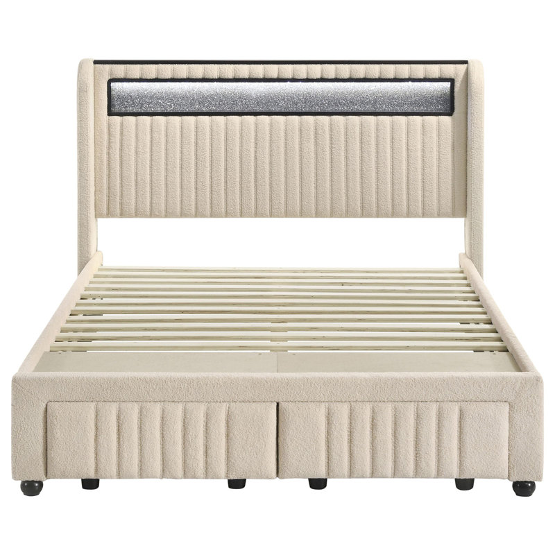 Lit plateforme tapissier Madison, Double