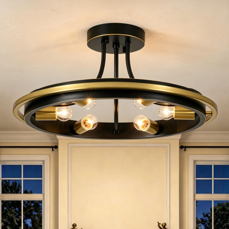 21.65'' Wagon Wheel Flush Mount Ceiling Light