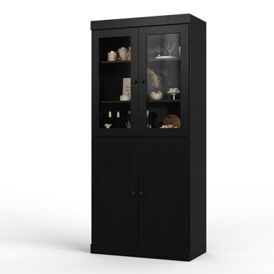 Garde-manger 100% en bois massif avec shaker Palace Imports, portes en verre transparent, 2 tiroirs et tablettes réglables Palace Imports