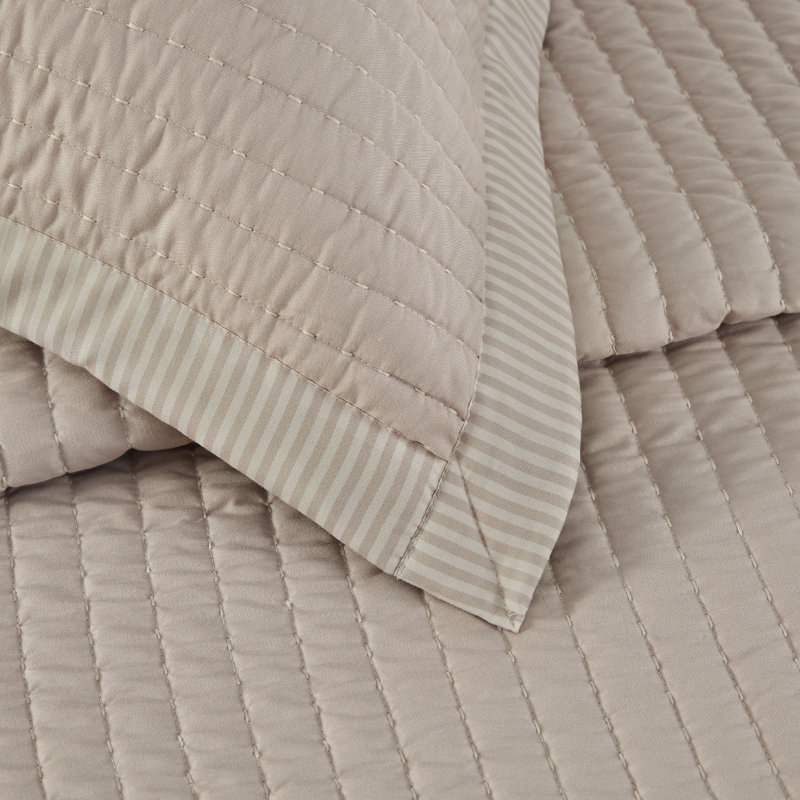 Bedspread Coverlet Lightweight Soft Quilt Bedding Set, Twin Quilt + 1 Standard Pillow Sham, Taupe Corduroy