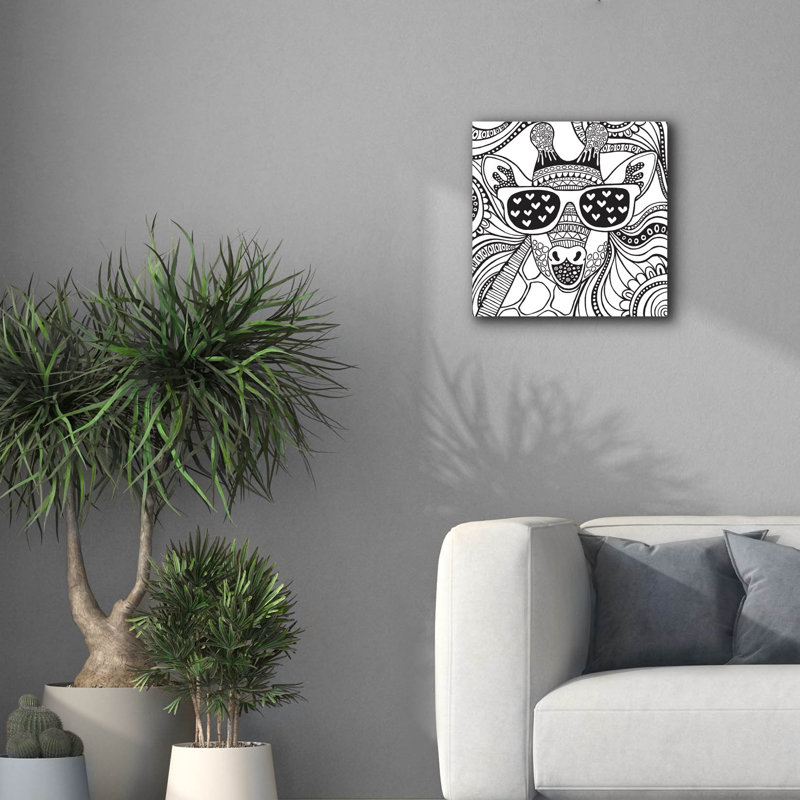 Toile épique «Cool Giraffe» par Hello Angel, H 18 po x l 18 po
