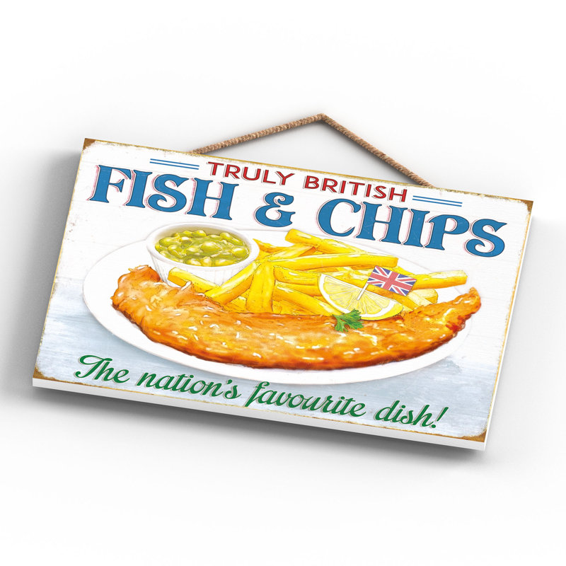 Truly British Fish And Chips - Print on MDF