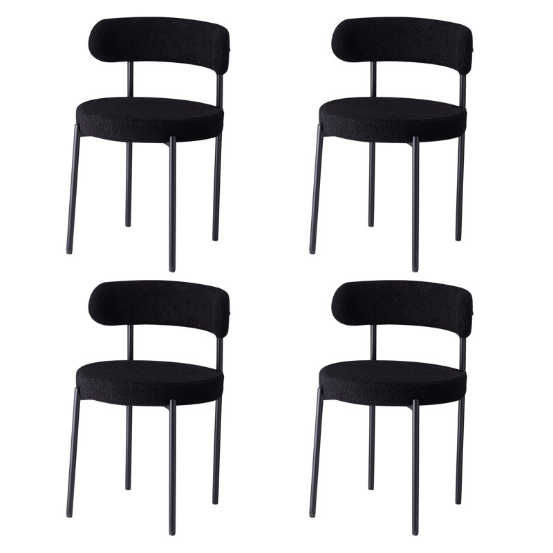 50cm H Teddy Upholstered Metal Side Chair, Black, 4