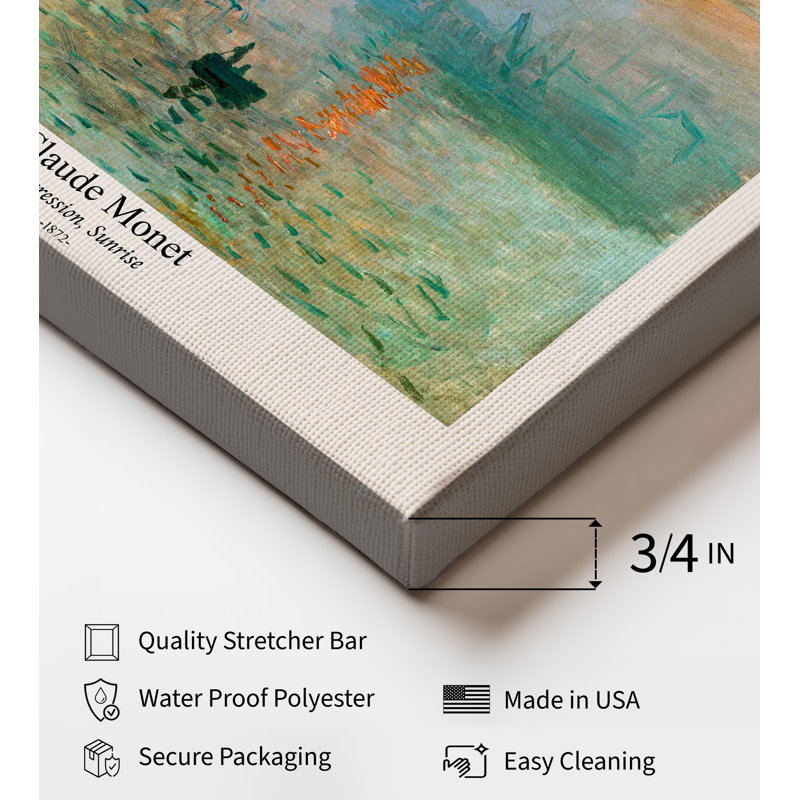 Claude Monet - Impression Sunrise No1, Unframed, Canvas, 18"H x 24"W
