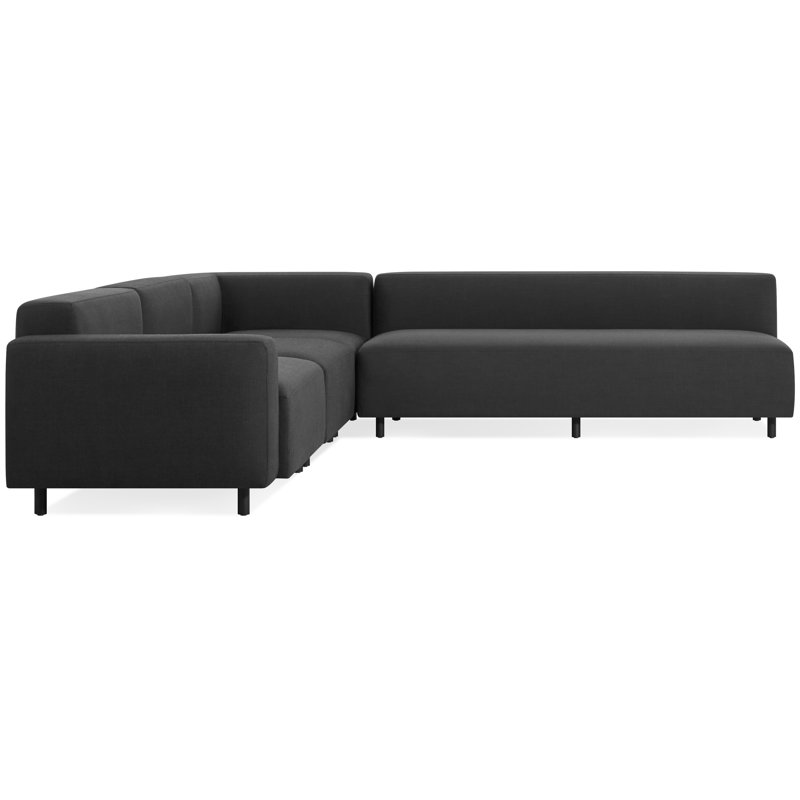 Canapé modulaire d'extérieur en forme de L 9 verges, Sunbrella charbon, Face à la gauche