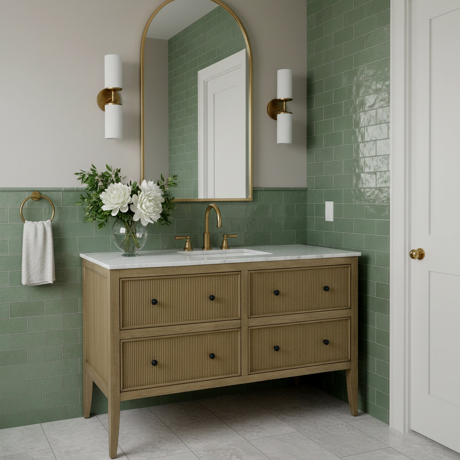 Keaton 60" W Marble Top 4 Drawer Bathroom Vanity