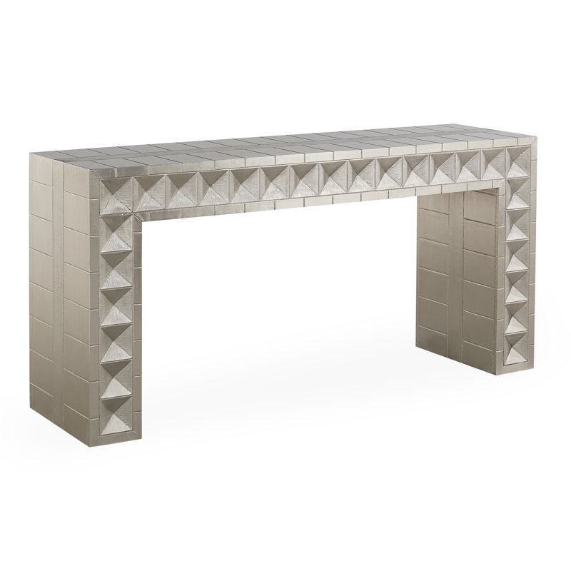 Talitha Nickel-Plated Metal & Wood Waterfall Console