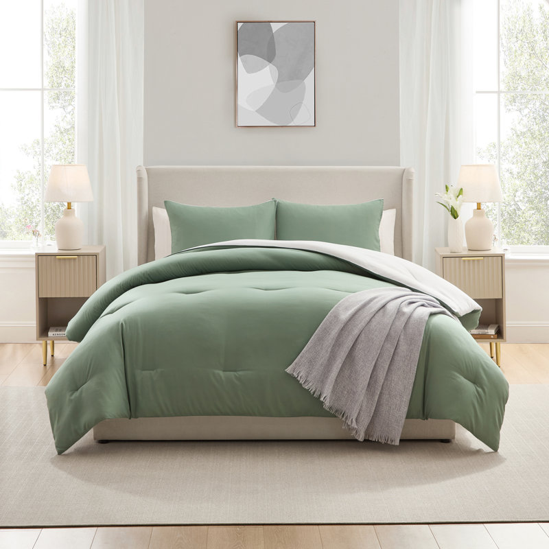 Ensemble d'édredon réversible 3 pièces ultra doux et moderne, Édredon pour très grand lit + 2 taies décorativ