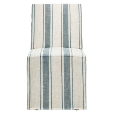 Tessera Striped Slipcovered Dining Side Chair In Black Stripe