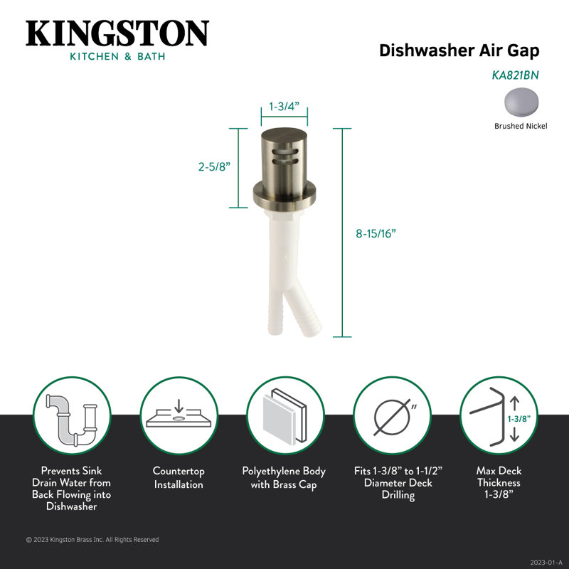 Écart d'air pour lave-vaisselle Kingston Brass Trimscape, Nickel brossé