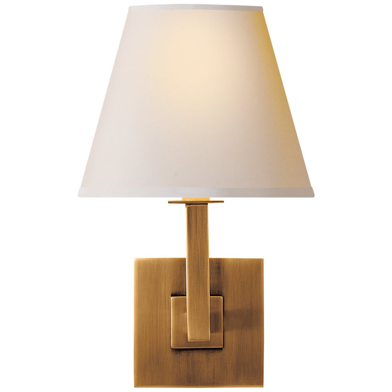 Architectural 1 - Light Armed Sconce, Hand-Rubbed Antique Brass, Fabric
