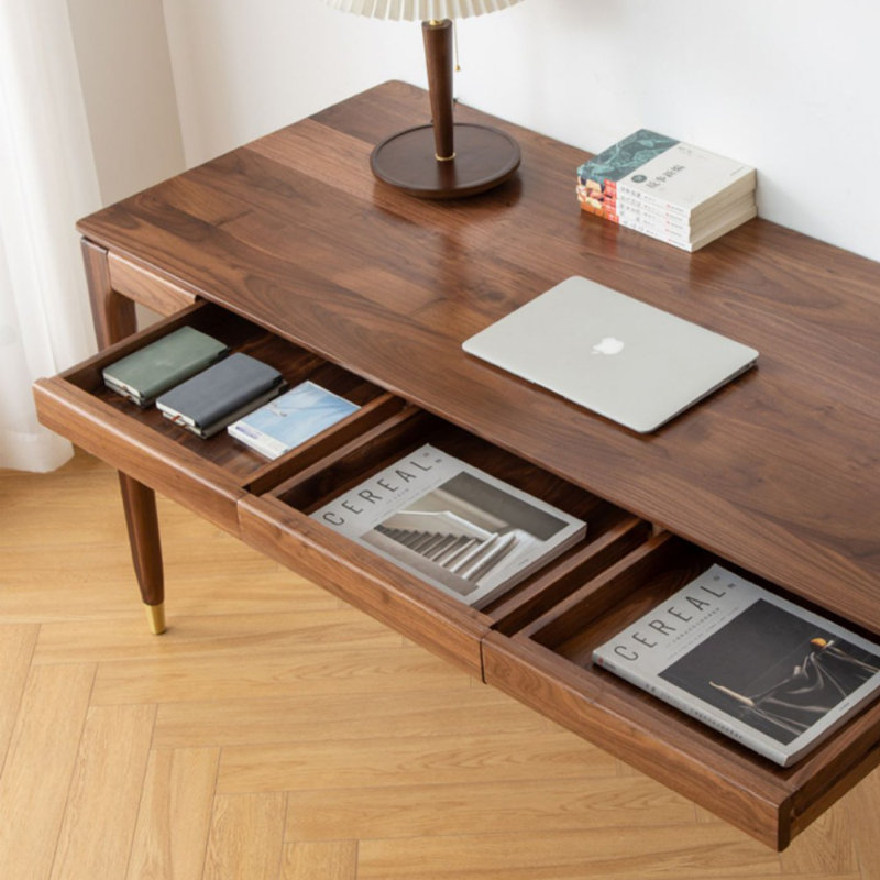 Bureaux rectangulaires en bois massif brun noisette, H 29,53 po x l 70,87 po x P 25,59 po