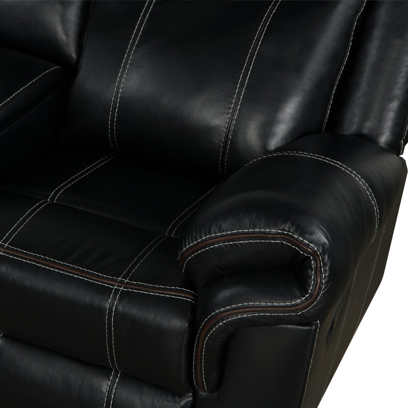 Ensemble de canapé modulaire inclinable manuel avec port de charge USB pour le salon Jessah, Polyester noir