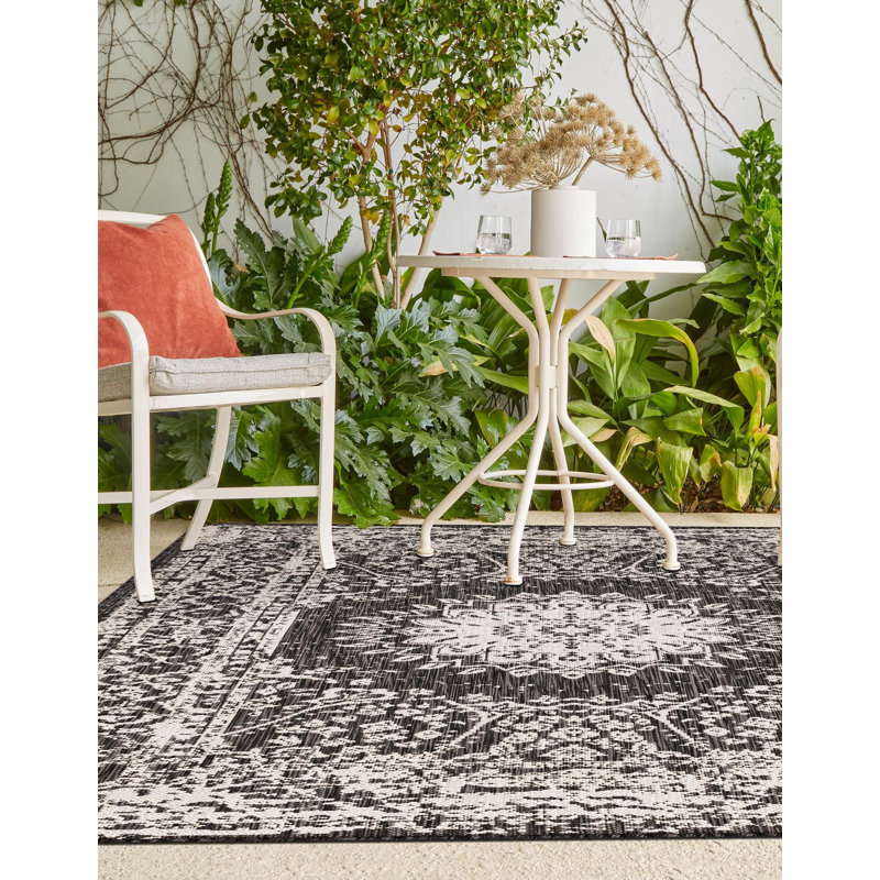 Tapis noir et blanc Contemporary Hitchens, Rectangle 2 pi x 3 pi 1 po