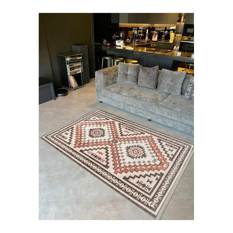 Tapis décoratif moderne à motif tissé bleu Northern Collection, Sous-tapis rectangulaire de 3 pi 3 po x 4 pi 11 po
