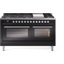 Cuisinière à double combustible ILVE Professional Plus II 60, 8 brûleurs scellés, plaque chauffante