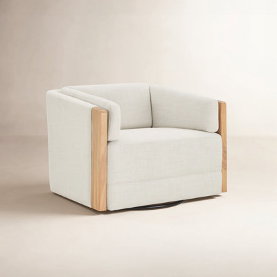 Willsboro Genuine Leather Swivel Accent Chair