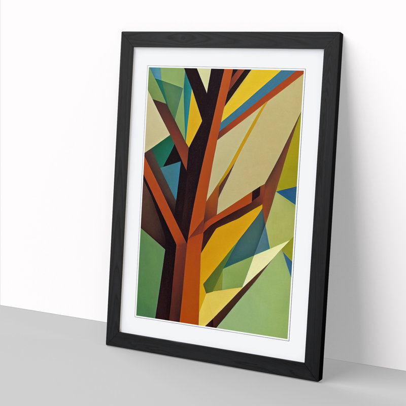 FRM-V0523-2537X Tree Abstract Block Vol.5 - Single Picture Frame Print, Black, 64cm H x 46cm W x 2cm D