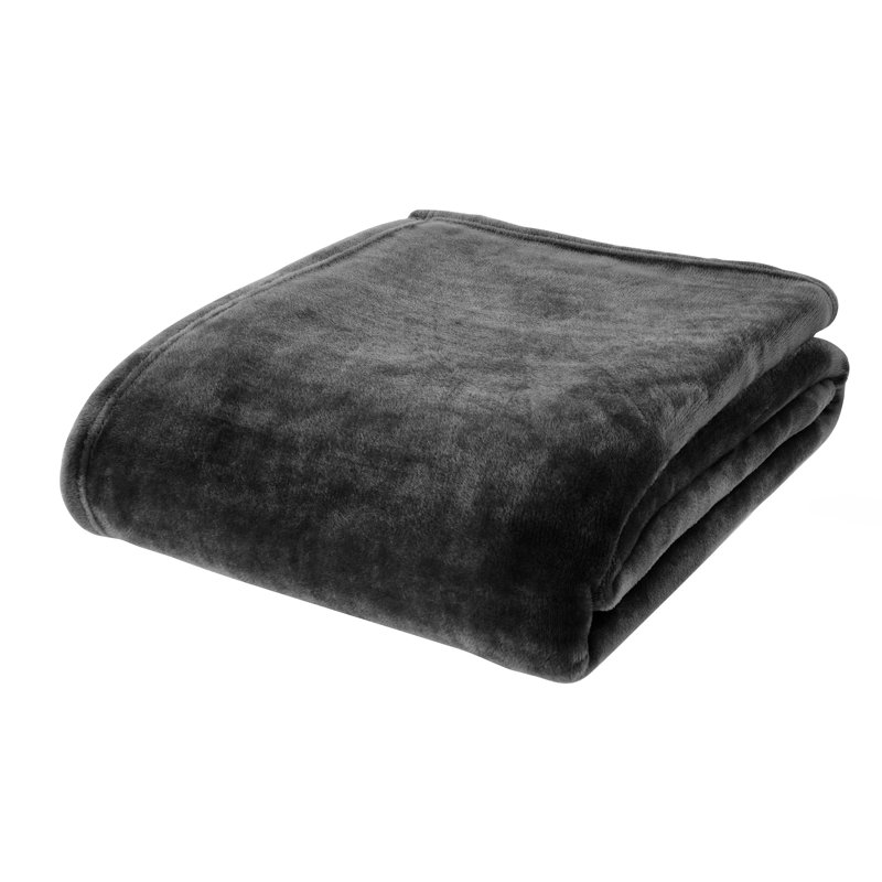 Raschel Velvet Touch Blanket Throw, 245cm x 280cm, Black
