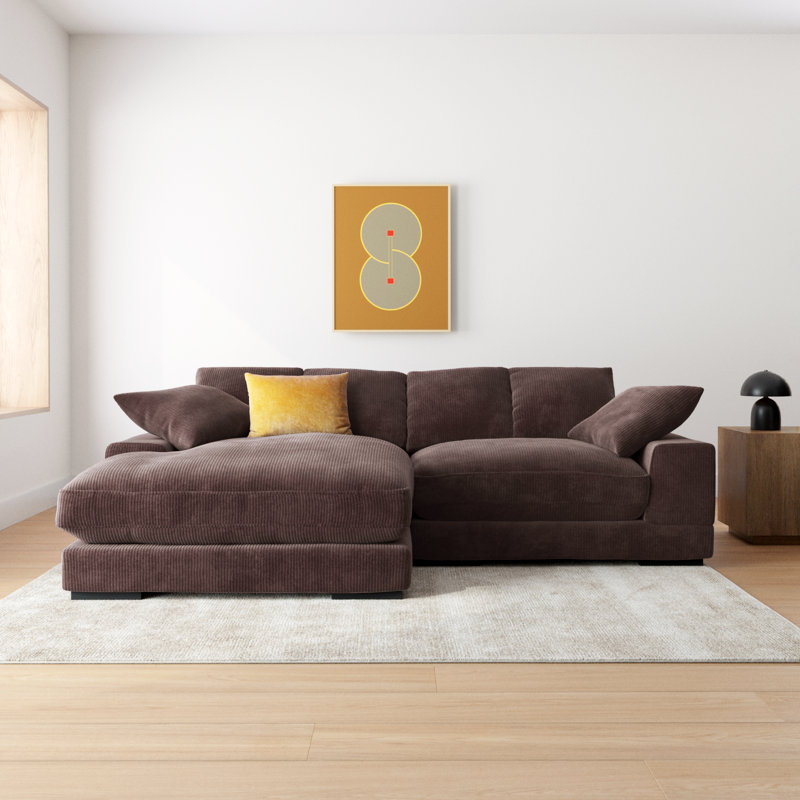 Lonsdale Chaise Sectional, Dark Brown Corduroy
